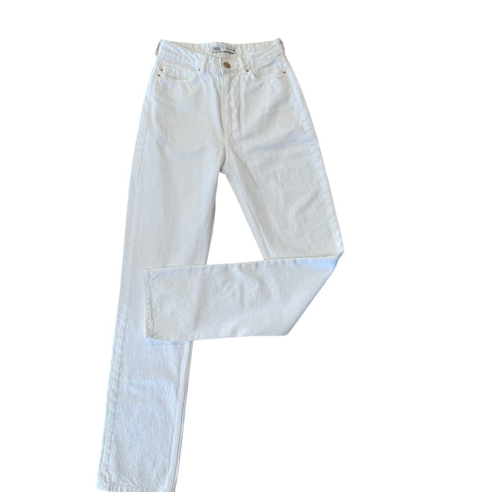 Zara white skinny jeans gold accents size‎ 2